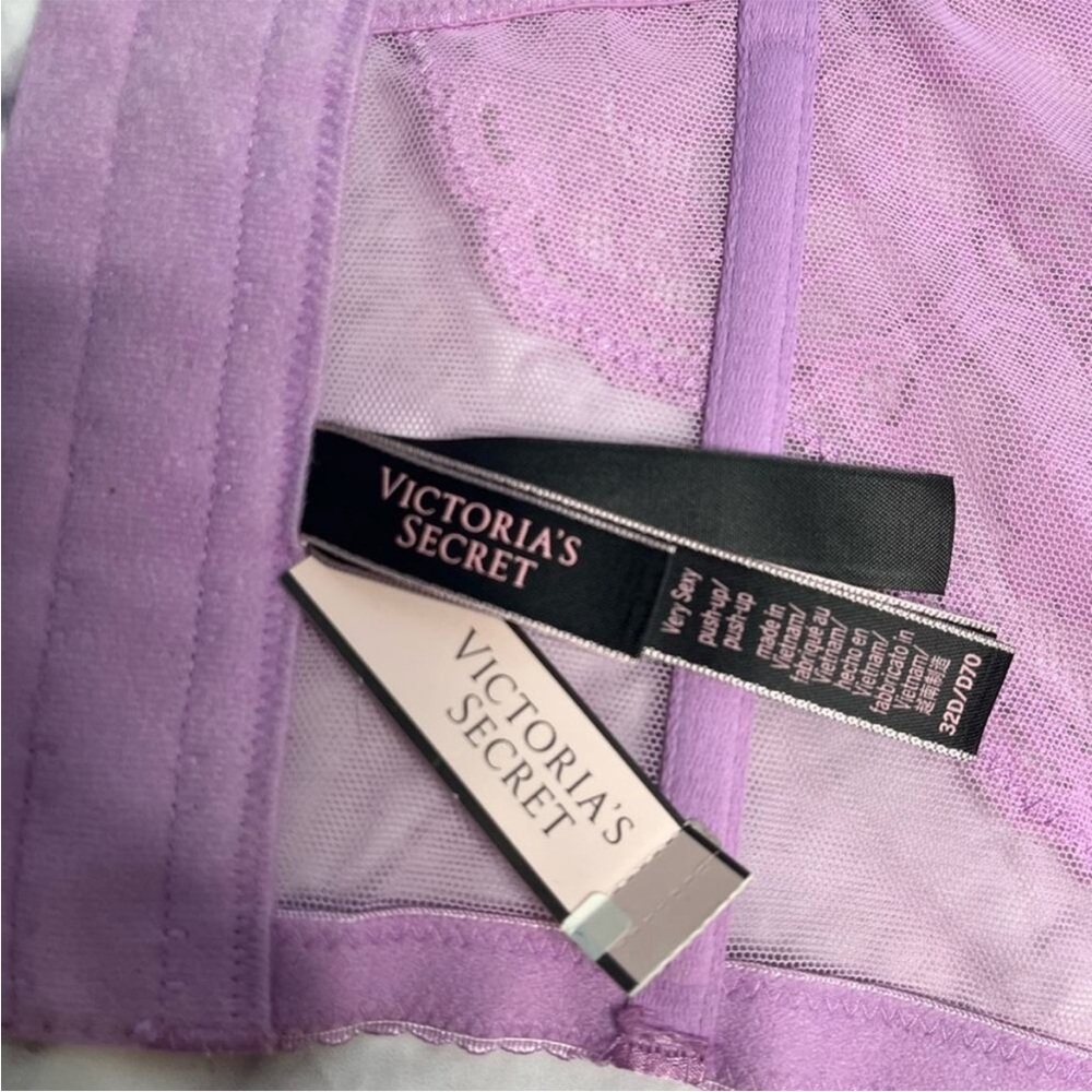 Victoria’s Secret rose embroidered push up bra top new size 32 D purple - Picture 11 of 12